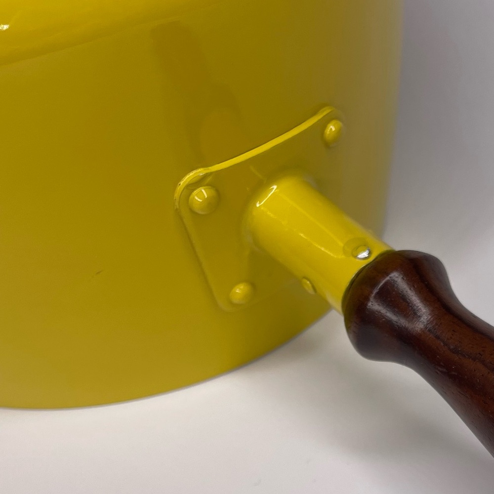 Vintage 1970s 70s MCM Yellow Mushroom Fondue pot Saucepan Cookware - Picture 12 of 12